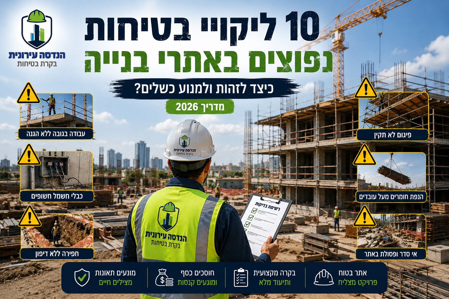 10 ליקויי בטיחות נפוצים באתרי בנייה — בקר עם רשימת בדיקות